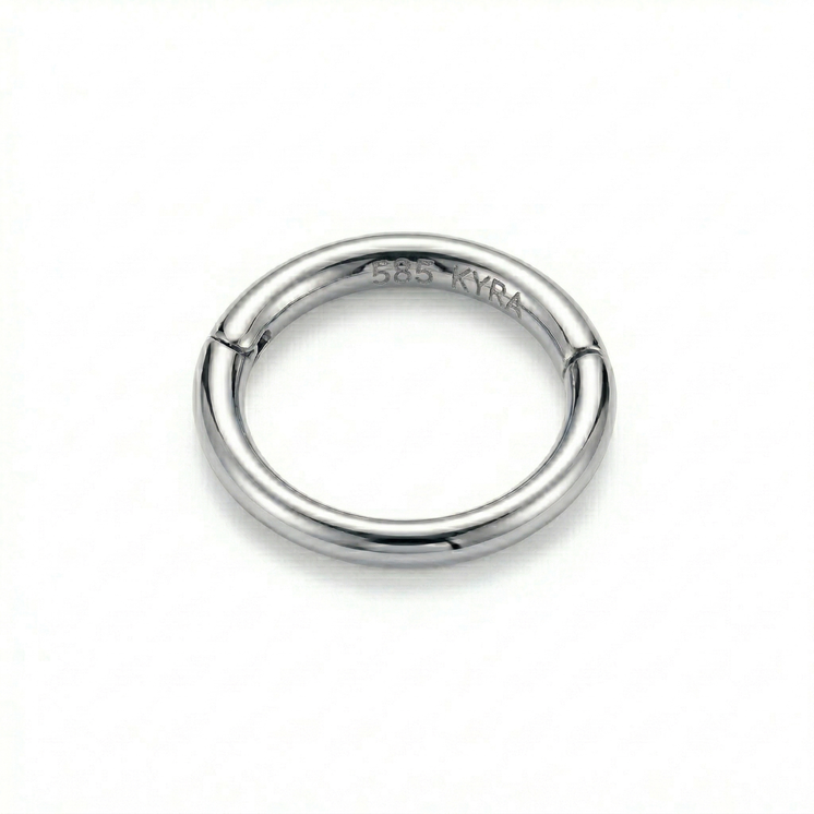 14K Plain White Gold Clicker 8mm Seamless Hoop