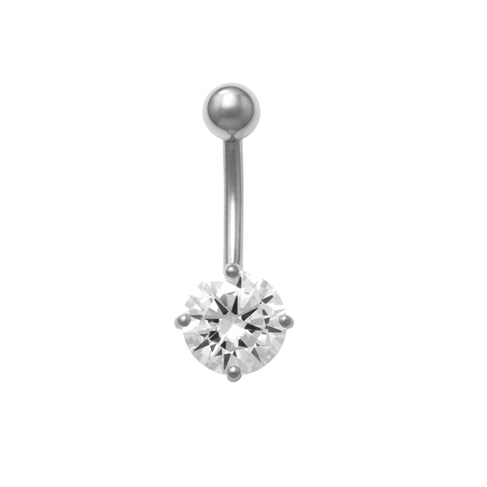 18k Four Prong CZ Belly Button