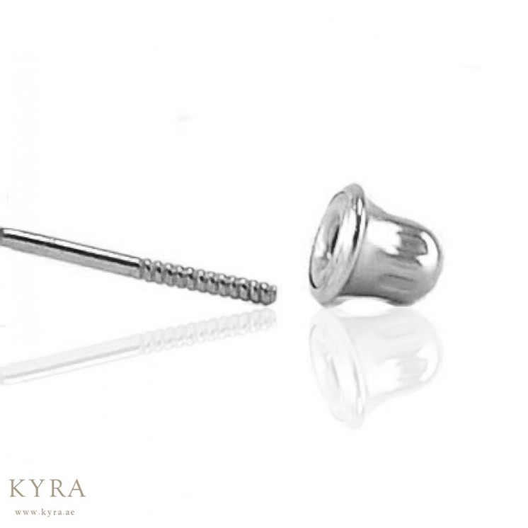 Lily CZ ear studs in 18K Gold with threaded bell back