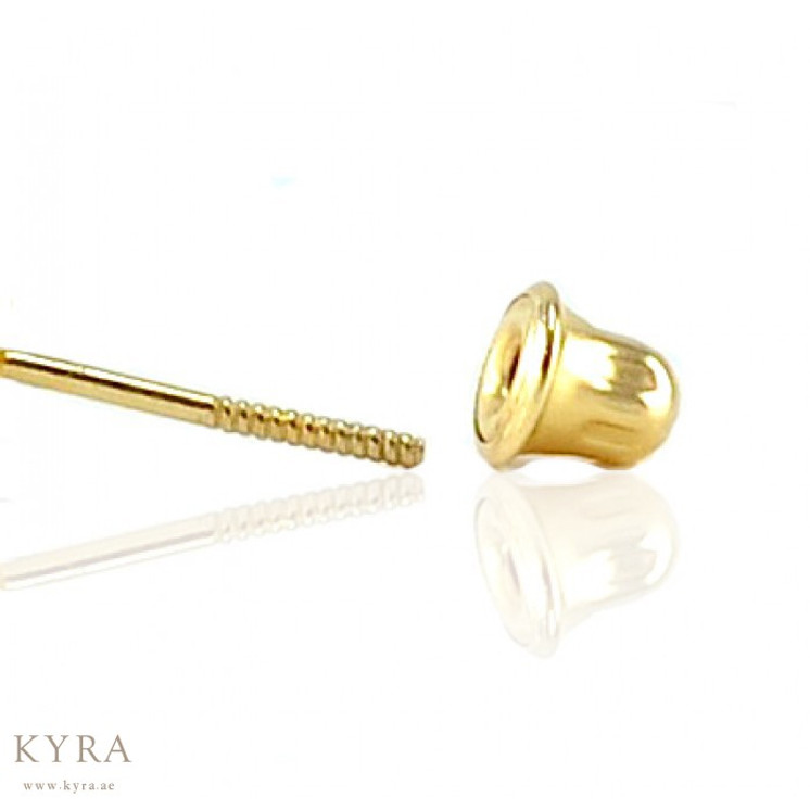 Tulip CZ Flower ear studs in 18K Gold with threaded bell back