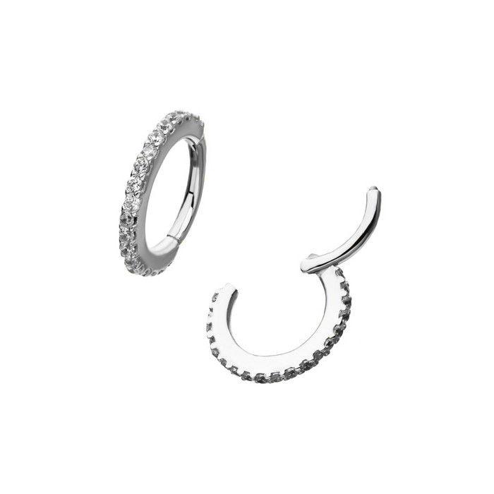 6mm Tiny Eternity Hoop Earring in 18K