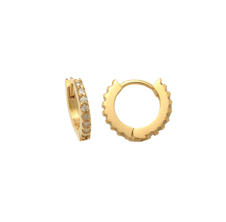 Tiny Eternity Hoop Earring in 18K