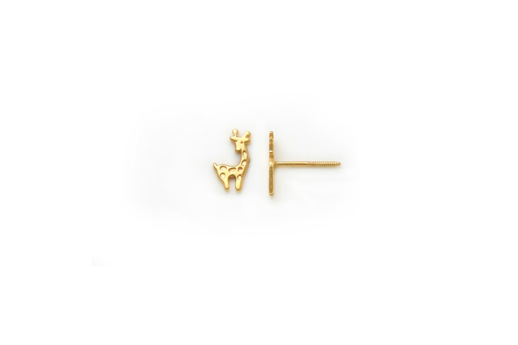 Golden Giraffe ear studs in 18K Gold with threaded bell back