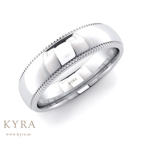 Platinum Wedding Band with Miligrain Edge 6mm wide