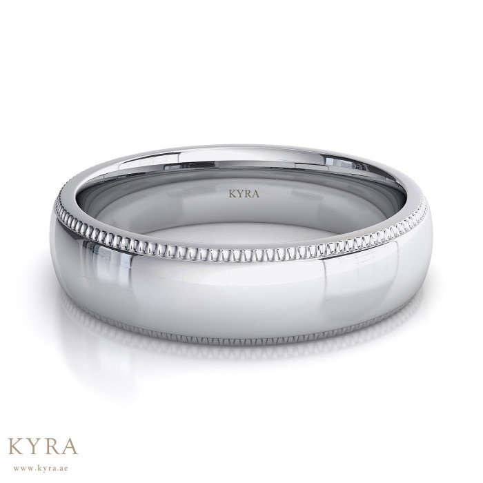 Platinum Wedding Band with Miligrain Edge 6mm wide