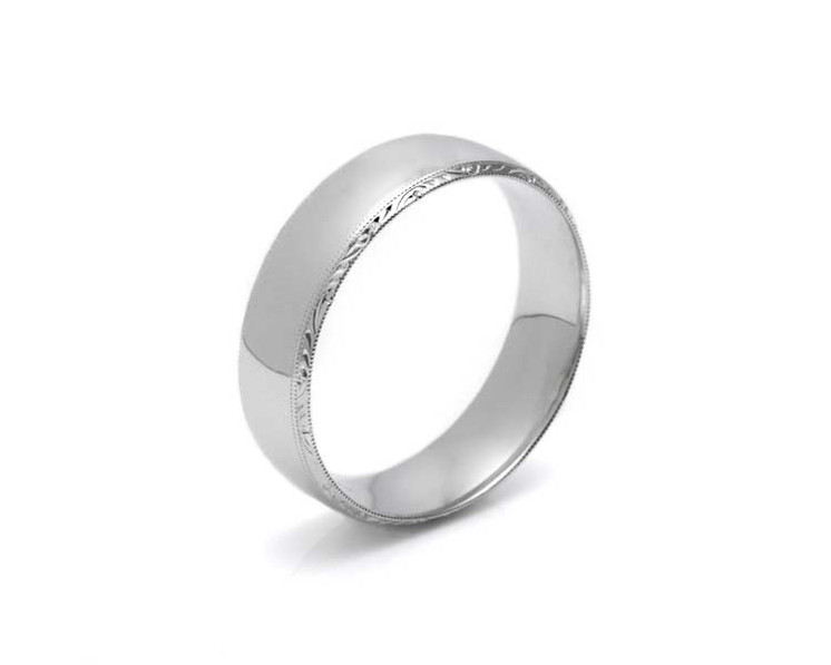 Platinum Band with Outer Edge Engraving 6mm wide