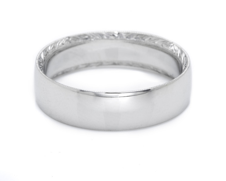 Platinum Band with Inner Edge Engraving