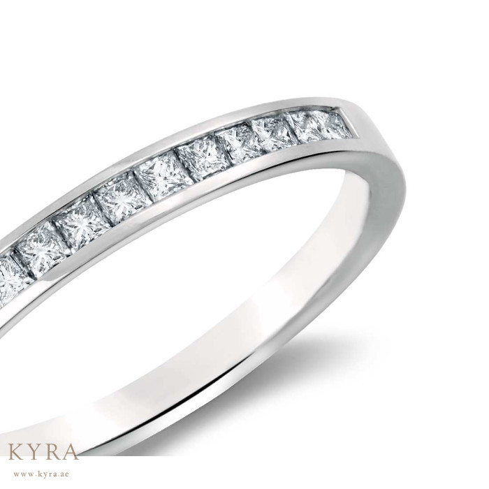 Platinum Band with Princess Cut Diamond 6mm wide