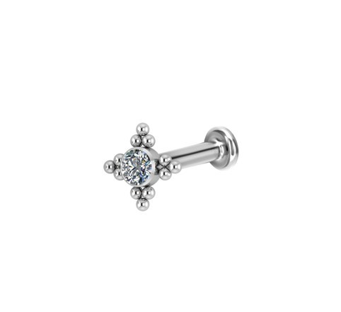 Trinity Ball CZ Bezel Set Titanium Labret
