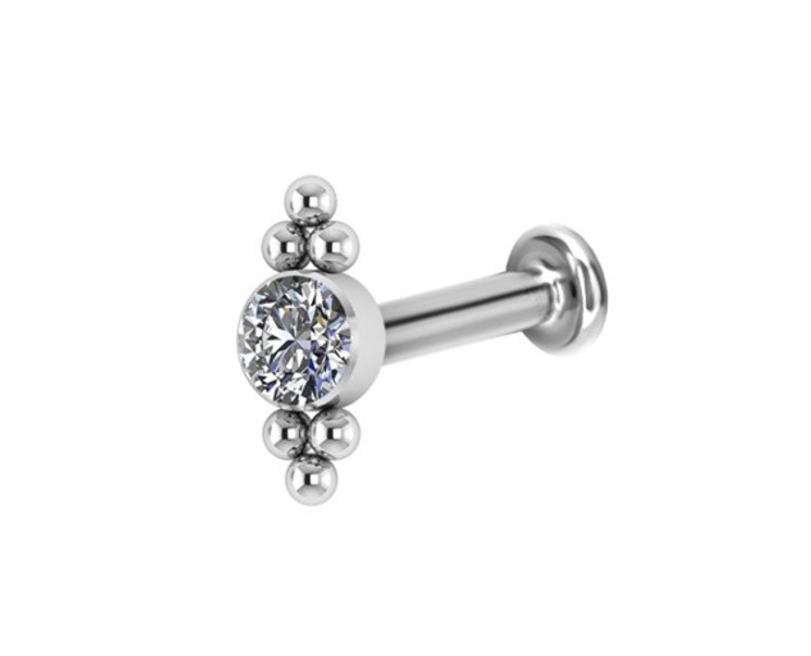 CZ Bezel set Trinity Ball in ASTM F136 Titanium