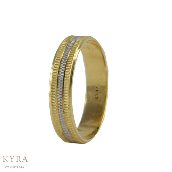 Jagged Matt Wedding Ring Two Tone Gold