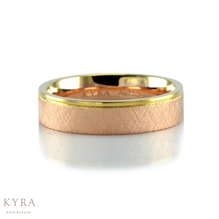 Ice Matte Wedding Band Two Tone Gold