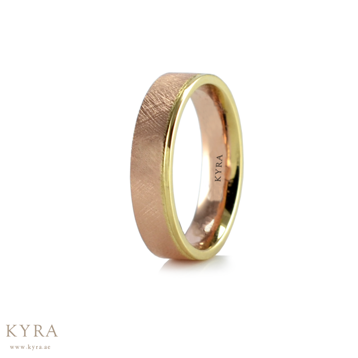 Ice Matte Wedding Band Two Tone Gold