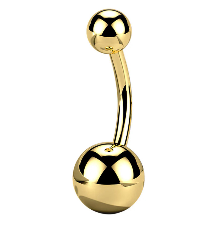 Surgical Steel Gold Plated Ball to Ball Banana Belly Bar