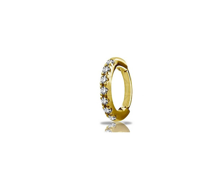 Gold Plated Steel Oval Hinged Clicker w/CZ