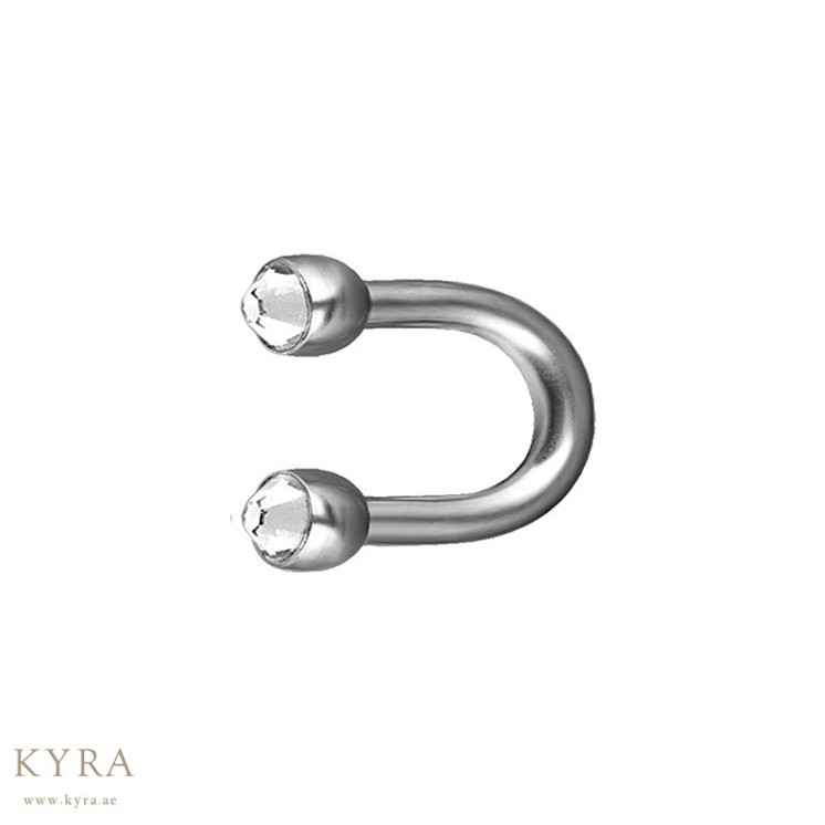 Surgical Steel Micro U Shape Barbell w/CZ Screwball