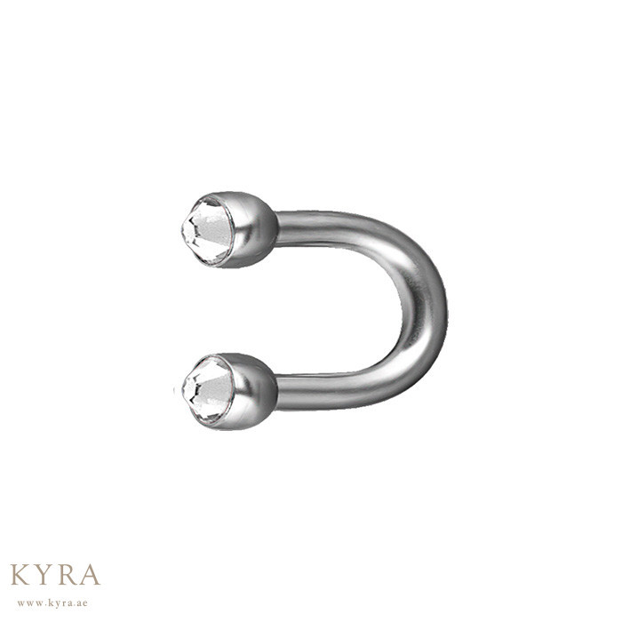 Surgical Steel Micro U Shape Barbell w/CZ Screwball