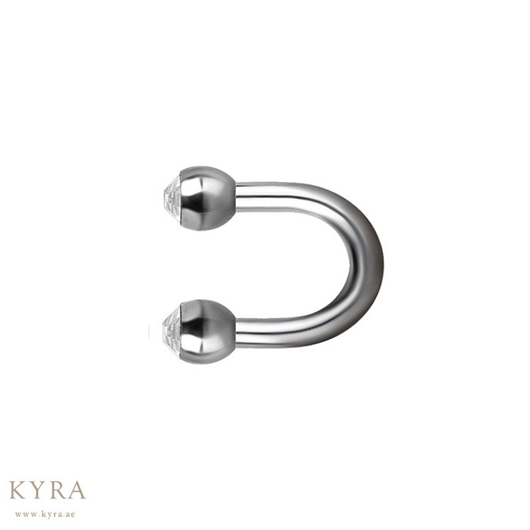 Surgical Steel Micro U Shape Barbell w/CZ Screwball