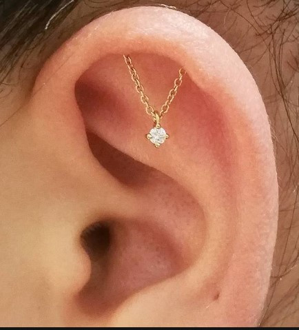 Hidden Helix w/Dangling Diamond(2.5mm)