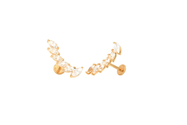 6 CZ Marquise Climber Threaded Stud(Left)