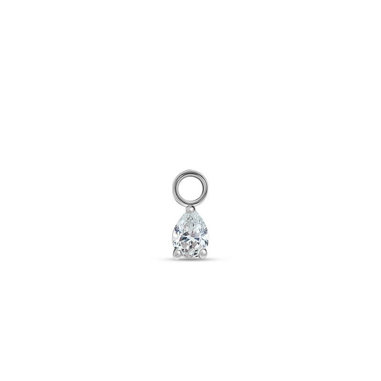 Pear Shape CZ With "O"-ring charm in White Gold