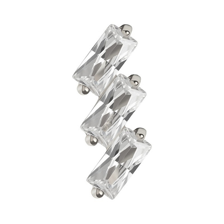 Baguette 3 Step CZ Threaded Stud(Left)