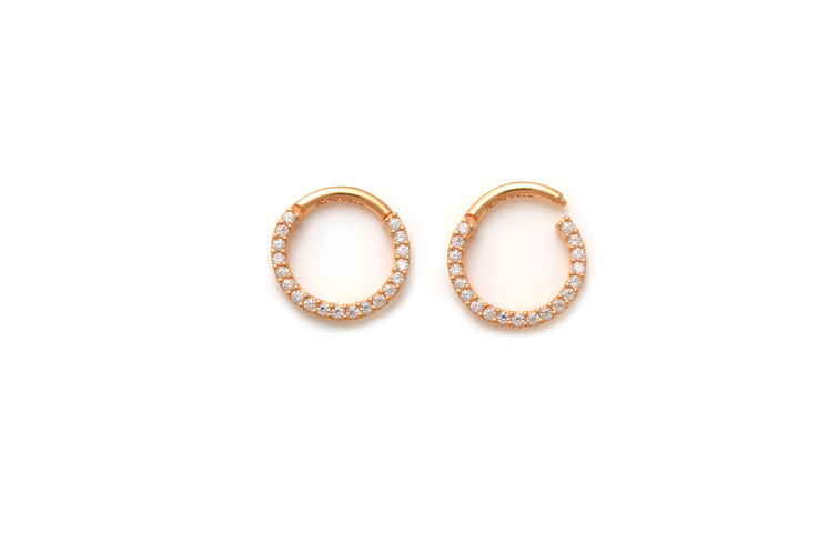 18K White Gold Septum Clicker w/ CZ  8mm in YG