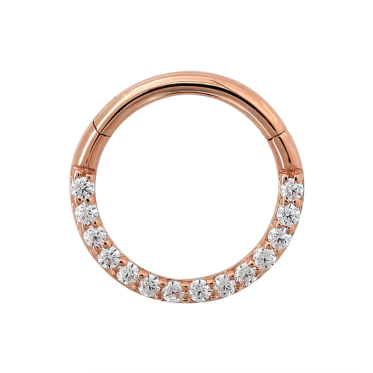 18K Rose Gold Septum Clicker w/ CZ  8mm