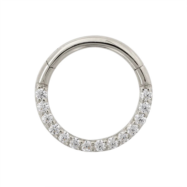 18K White Gold Septum Clicker w/ CZ  8mm