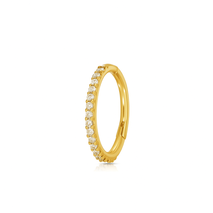 14K Gold 10mm Clicker w/Natural Diamonds YG