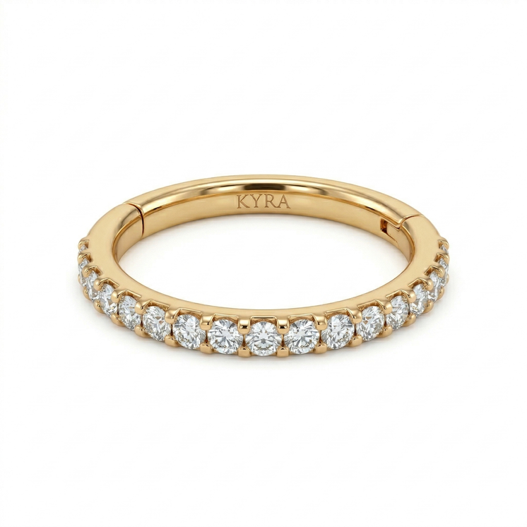 8mm Solid Yellow Gold Clicker set with Natural Diamonds