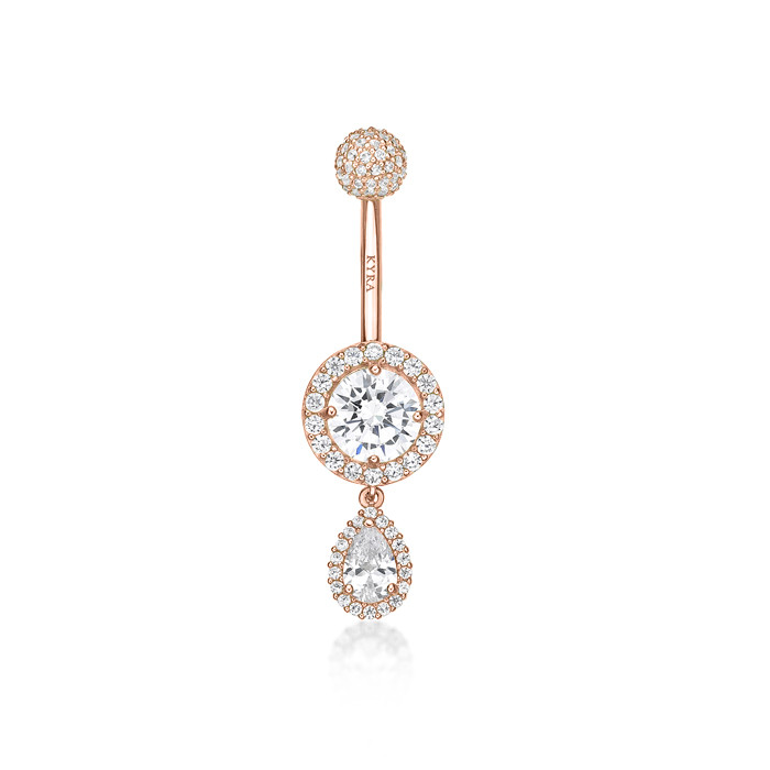Belly Jewelry Halo Set CZ Pave w/ Dangling
