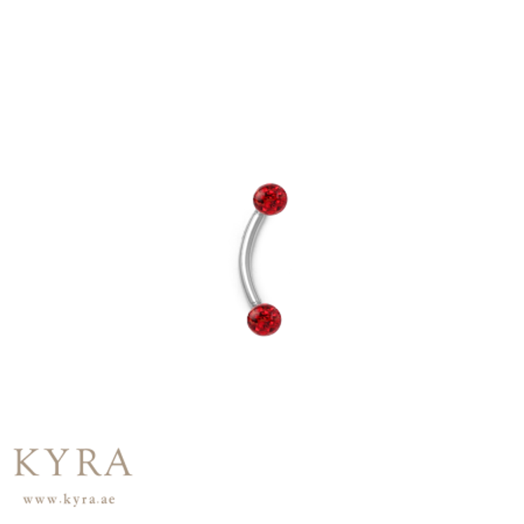 Banana Barbell with Red Crystal Epoxy Ball
