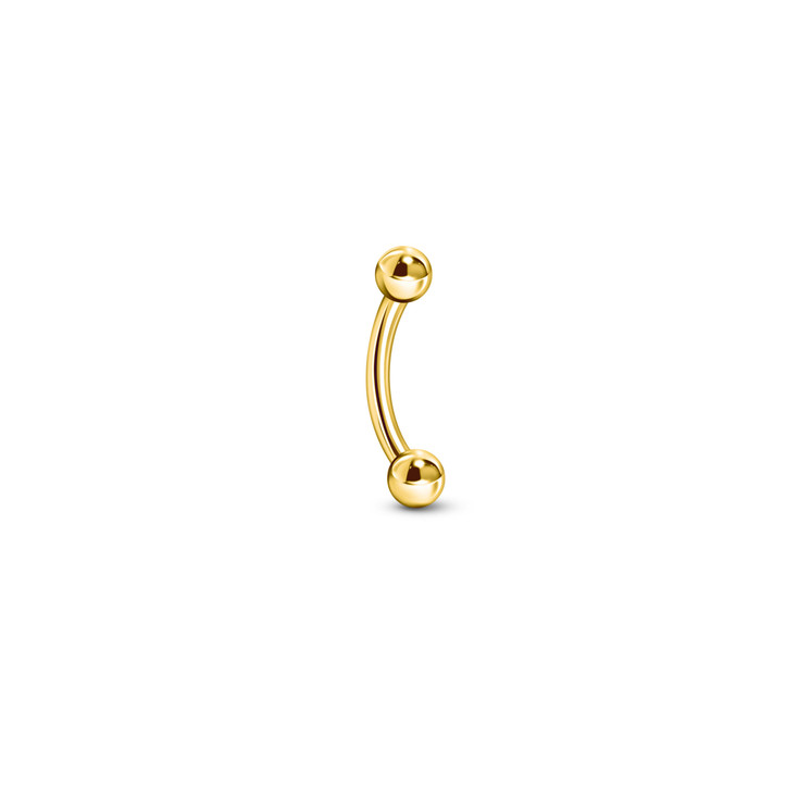 Solid Gold Curved Barbell w/ Ball ends