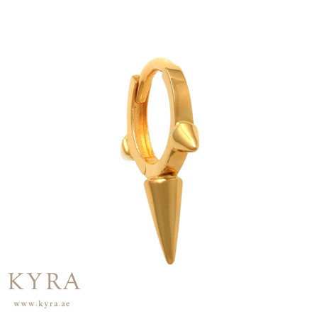 18K Solid Gold Spike Hoop Earring