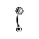 Flower CZ Curved Barbell Titanium