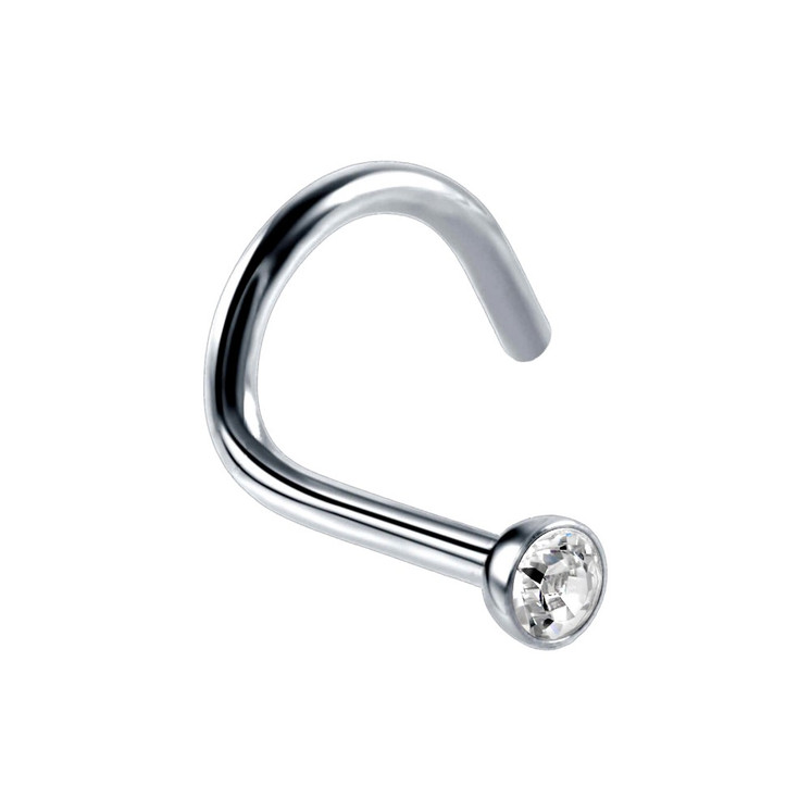 2mm CZ wired Nose Pin in Titanium