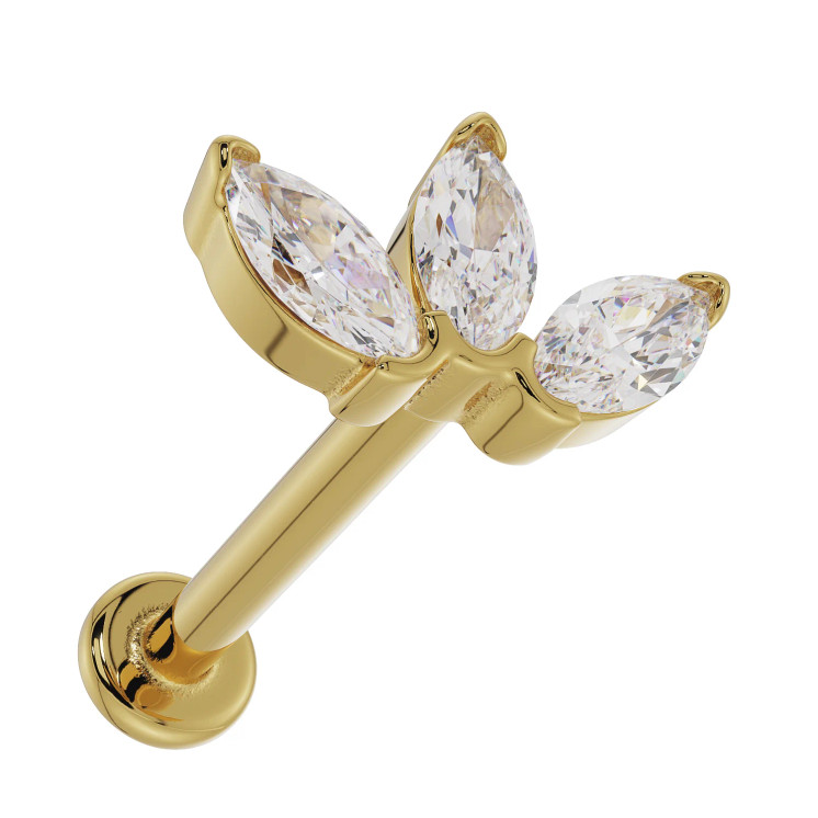 ASTM F136 Titanium CZ Tulip Threaded Flatback Earstud