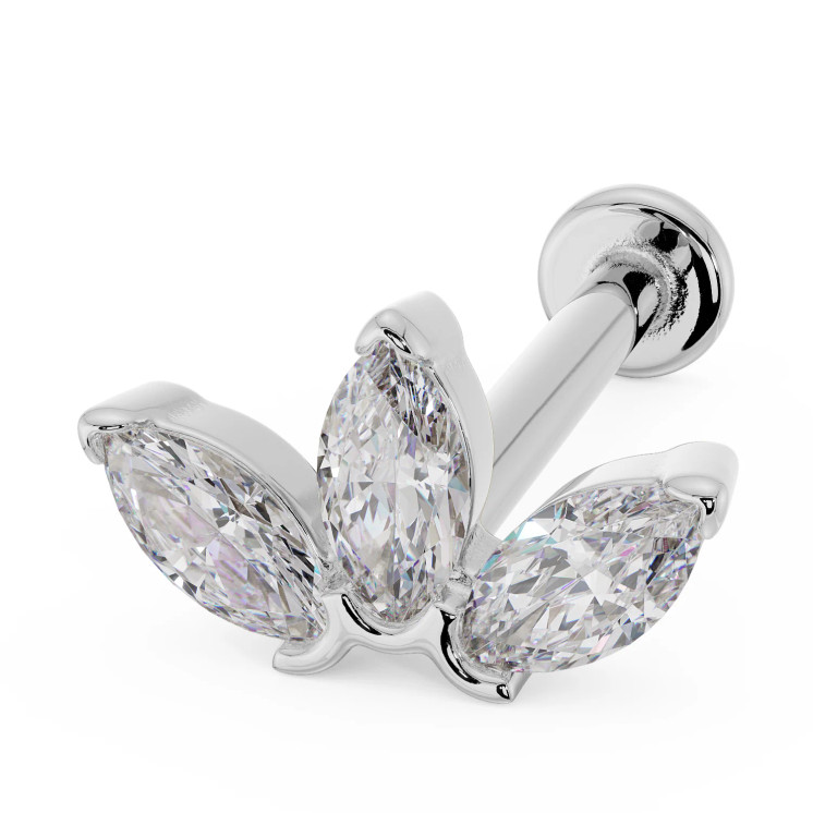 ASTM F136 Titanium CZ Tulip Threaded Flatback Earstud