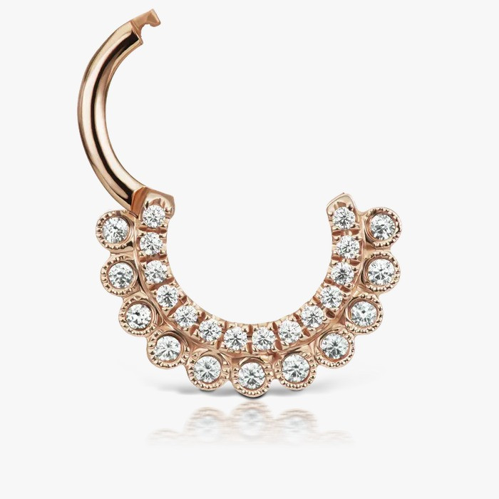 CZ Daith & Septum Clicker in 14K rose gold