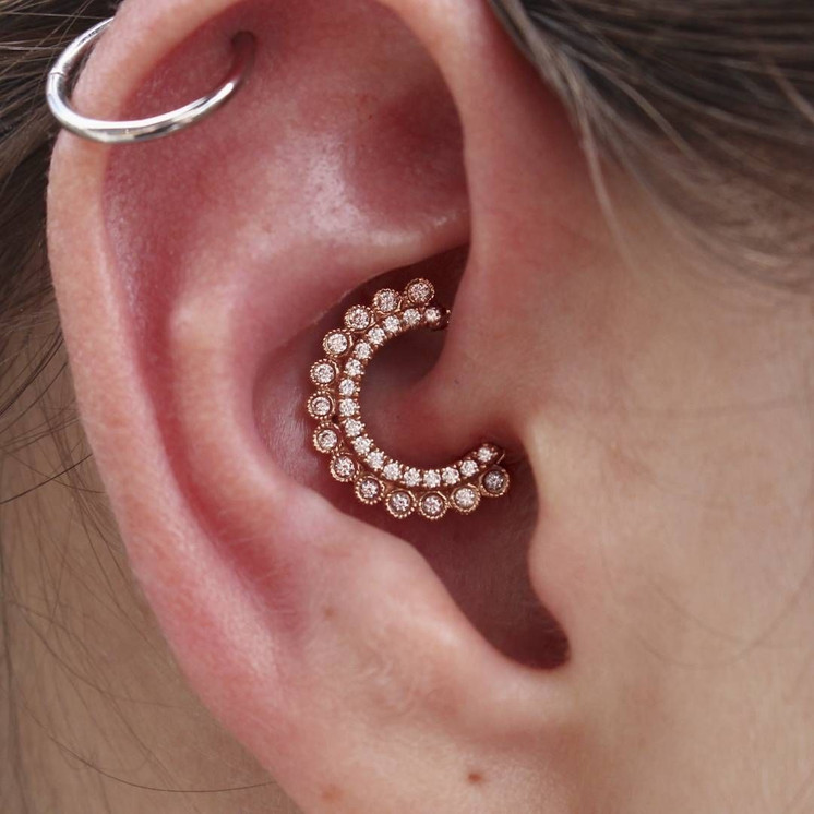 Solid Gold CZ Daith & Septum Clicker in 14K