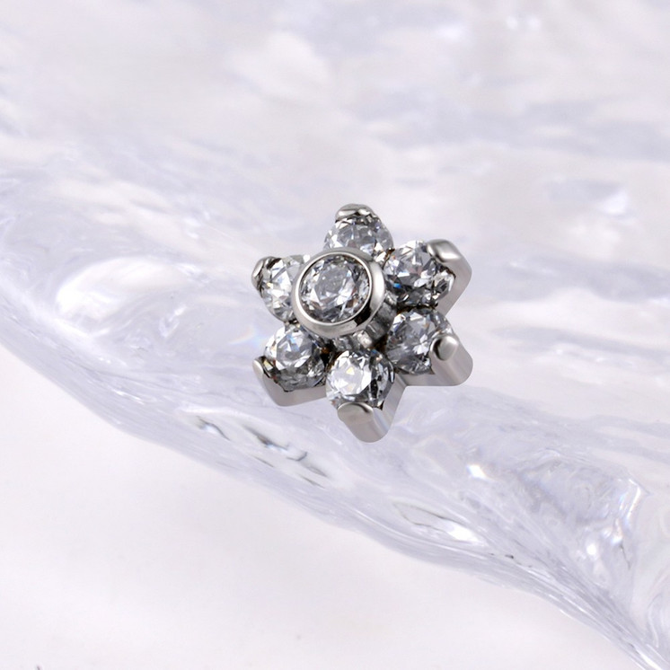 Titanium CZ Flower Dermal Jewellery