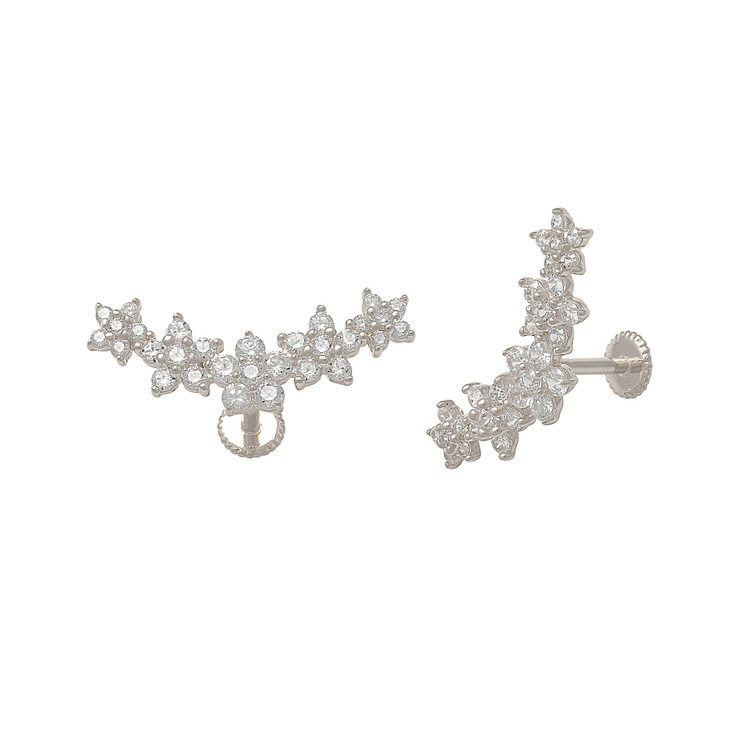 Graduating 5 Flower garland w/cz in 14K White Gold