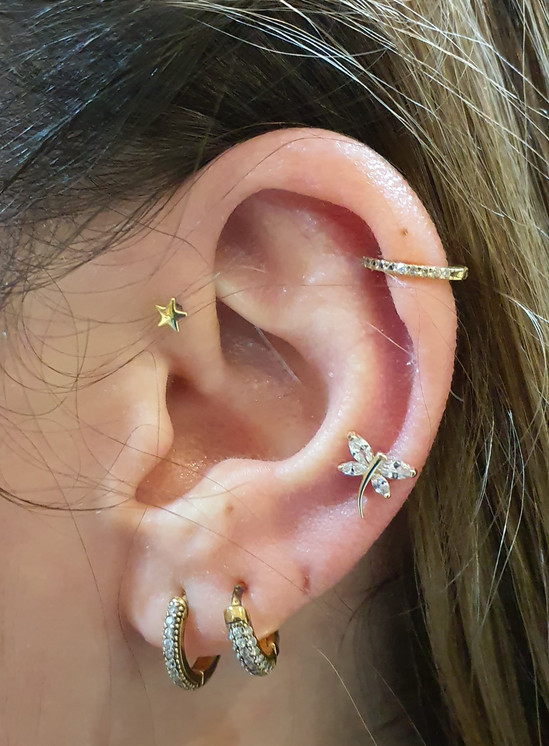 18K Plain Gold Star Threaded Stud