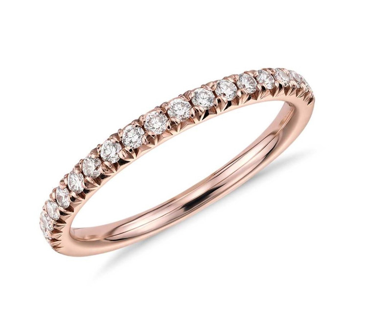 Rose Gold FRENCH CUT PAVE DIAMOND HALF ETERNITY (2.4mm)