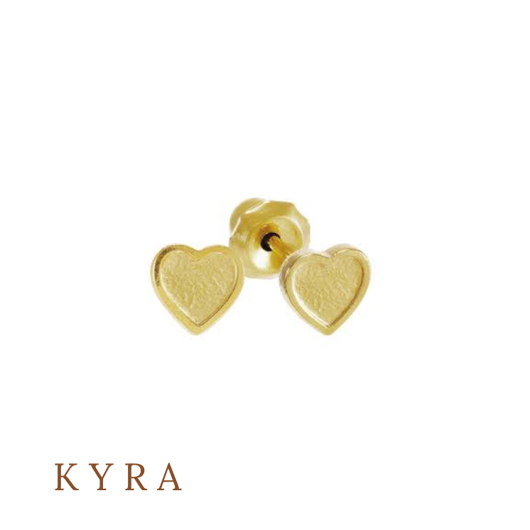 Heart Ear Studs Yellow Gold Plated