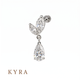 Brilliant Leaf piercing threaded stud w/ Dangling CZ in White Gold