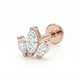 14K Graduating 3 Marquise CZ Threaded Ear Stud in Rose Gold