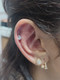 18K Plain Ball w/ CZ Tear Drop Dangling Threaded Stud