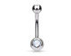 18K CZ Banana Barbell Belly Jewelry